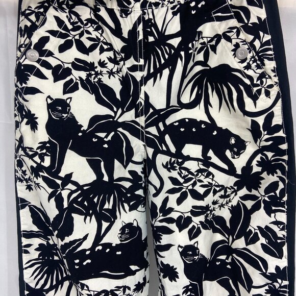 Maeve Anthropologie Women XS Floral Pant Panther Cat Black Cream Boho Tapered - Picture 2 of 10